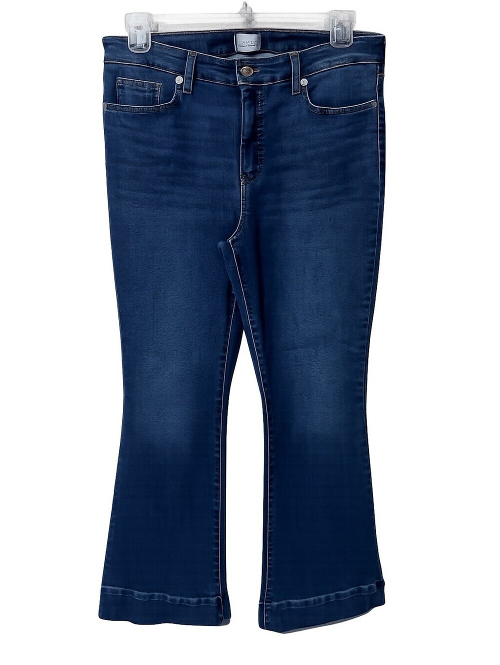 Crown & Ivy High Rise Flare Jeans Women’s 12P Petite Dark Wash Stretch Denim